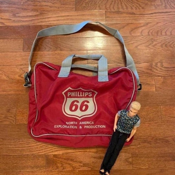 VINTAGE 90S BURGUNDY GRAY PHILLIPS 66 MESSANGER COMPUTER TRAVEL GYM BAG … - Picture 1 of 3